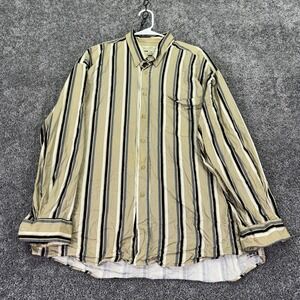 Vtg Natural Issue Shirt Mens XL Beige Striped Long Sleeve Button Up Casual City